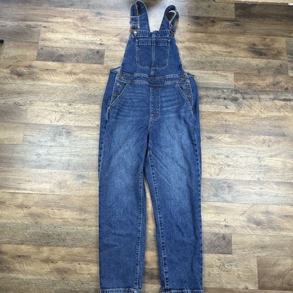 women's Small J Crew Factory classic overalls in all day stretch Dark Wash - Picture 2 of 6